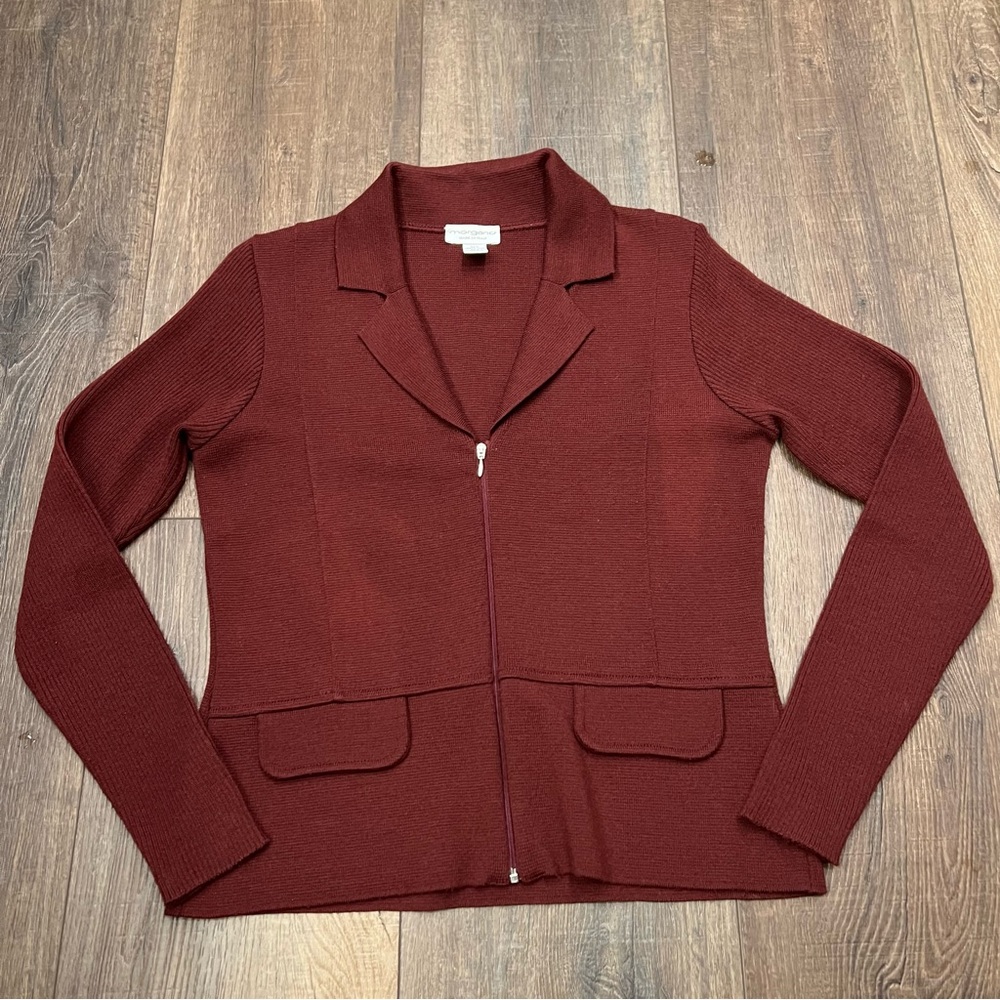 Morgano Merino Wool Blend sweater zip up made in Italy
